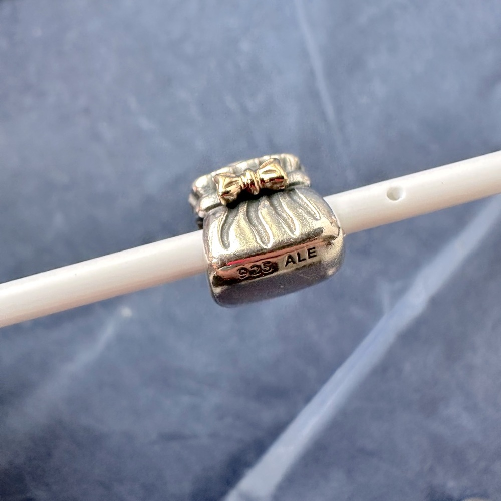 RETIRED Pandora Purse Handbag Charm with 14k bow - Picture 7 of 13